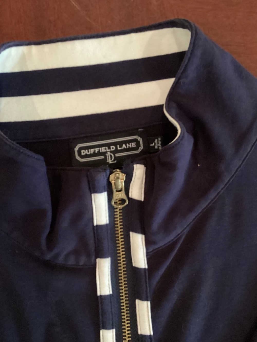 DUFFIELD LANE NAVY WHITE ZIP-UP LONG SLEEVE COTTON JACKET SIZE L - Picture 7 of 10